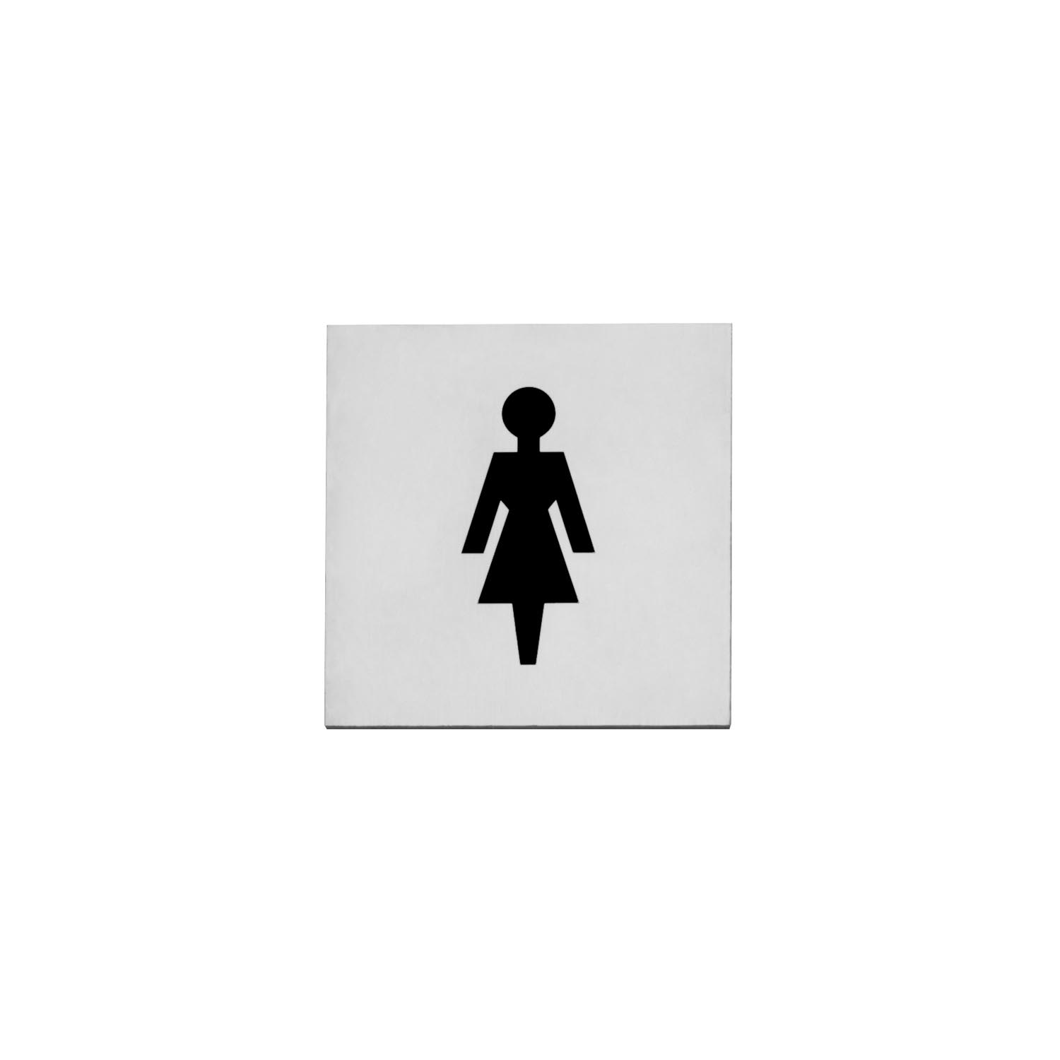 Pictogram damestoilet zelfklevend vierkant RVS 0035.460121