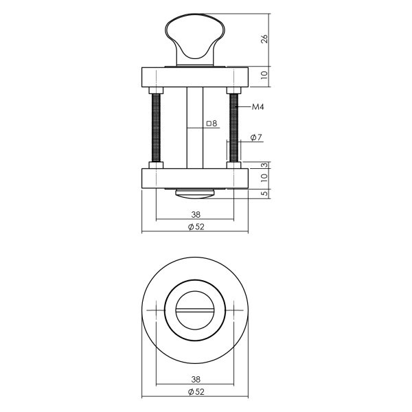 Rozet toilet-/badkamersluiting rond verdekt chroom/nikkel mat-Deurbeslag-en-meer.nl