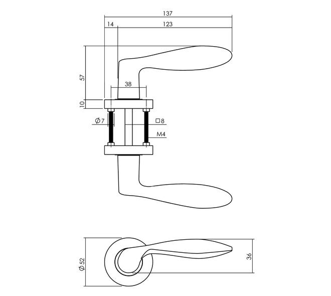 Tek. deurkruk George op rond rozet ø52x10mm mat zwart - Intersteel 0023.169502 - Deurbeslag-en-meer.nl
