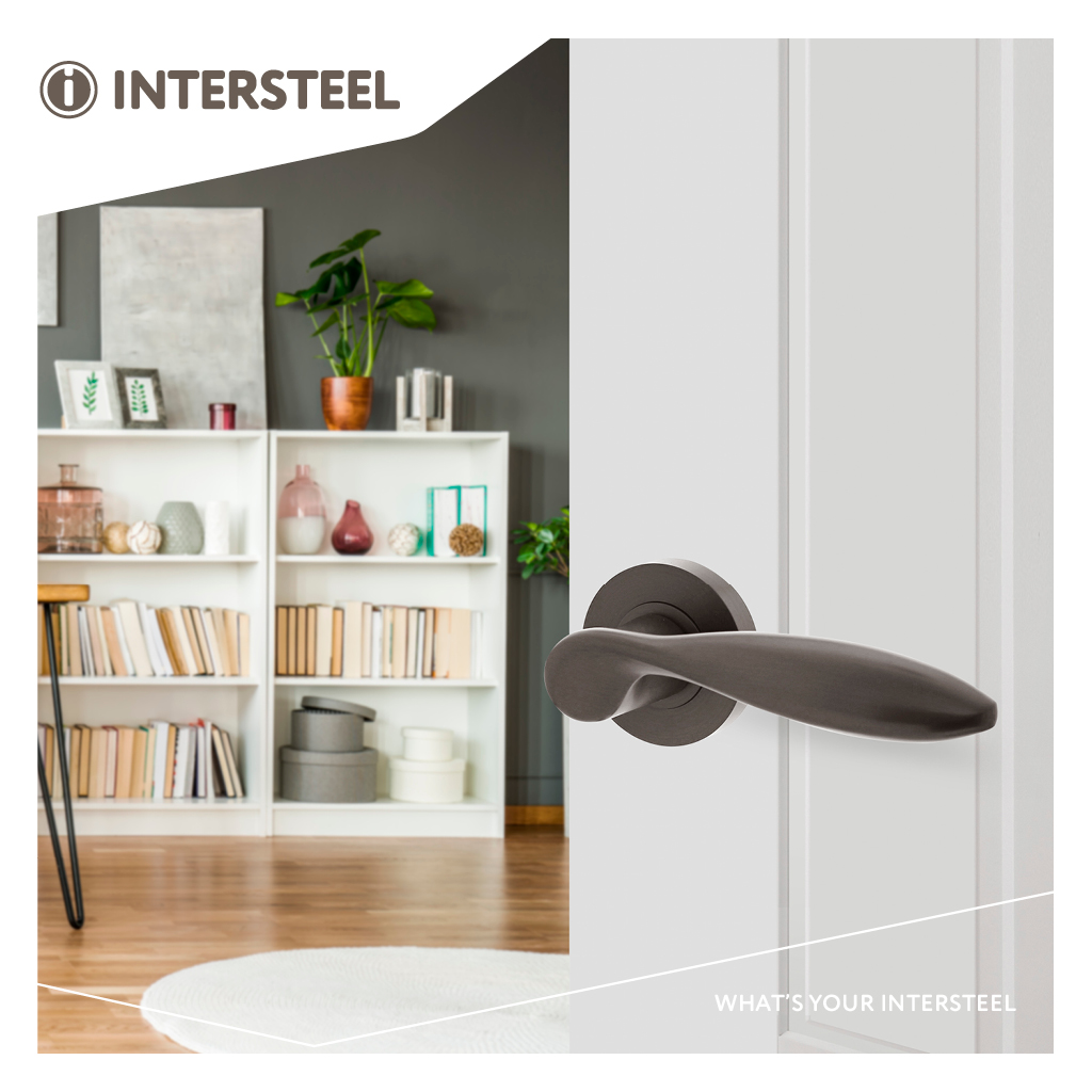 Deurkruk George op rond rozet ø52x10mm antracietgrijs - Intersteel 0029.169502 - Deurbeslag-en-meer.nl
