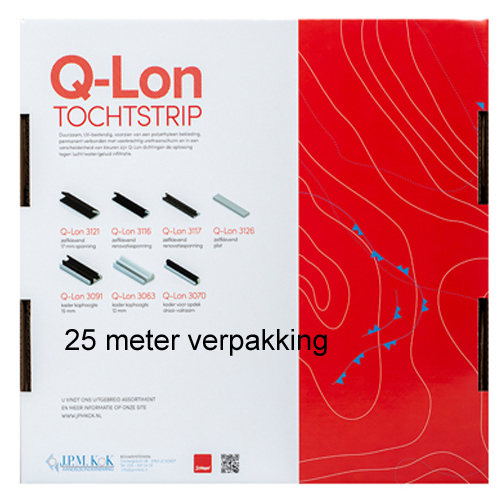 Verpakking Kaderprofiel - Tochtstrip Q-lon QL3091 zwart 25meter Q024000D - Deurbeslag-en-meer.nl