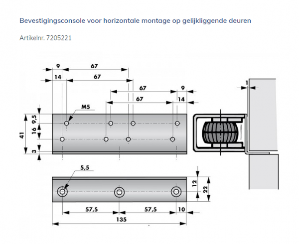 Tek. Montageplaat 7205221 tbv Dictator VS2000 - Deurbeslag-en-meer.nl