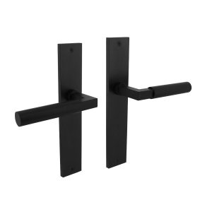 Deurkruk Bau-Stil mat zwart op schild 245x45mm blind Intersteel 0023.174211 - Deurbeslag-en-meer.nl