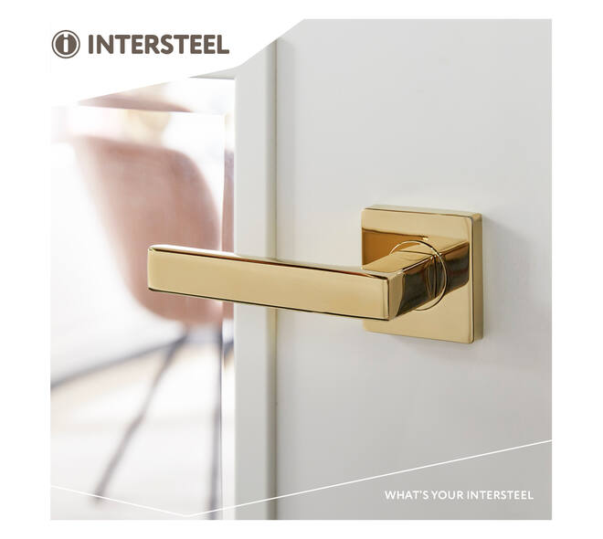 Deurkruk Hera op vierkant rozet messing titaan PVD -Intersteel 0013.171302 - Deurbeslag-en-meer.nl