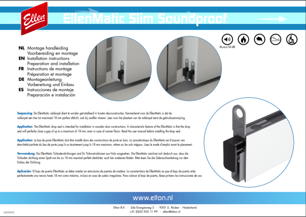 Montagehandleiding blad 1 - Valdorpel Ellenmatic Soundproof Slim - Ellen 2038001 - Deurbeslag-en-meer.nl