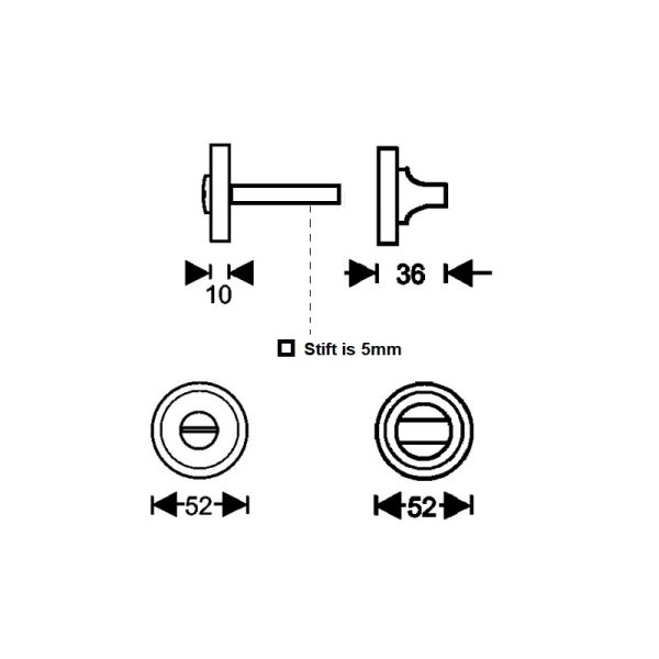 Tek. Toiletgarnituur CEZ1332-BAD71 - CEZ1333-BAD71 5mm - Karcher Design - Deurbeslag-en-meer