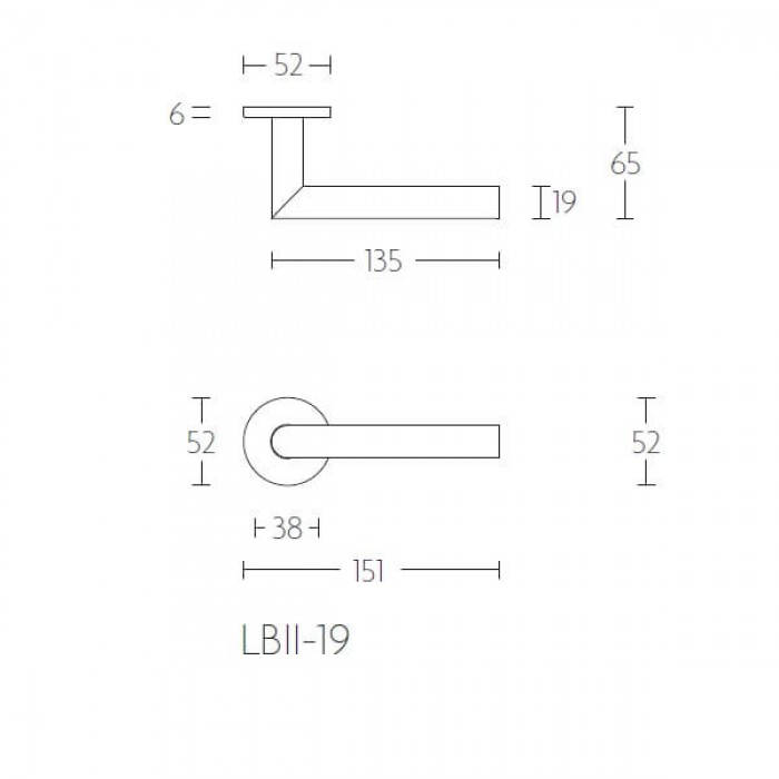 Tek. deurkruk LB2-19 PVD gunmetal haaks op rond rozet - Formani 1501D142IGXX0 - Deurbeslag-en-meer.nl