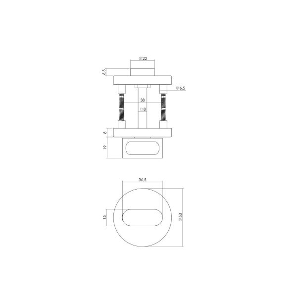 Tek. WC-sluiting RVS op rozet 53x8mm - Intersteel 0035.351359 - Deurbeslag-en-meer