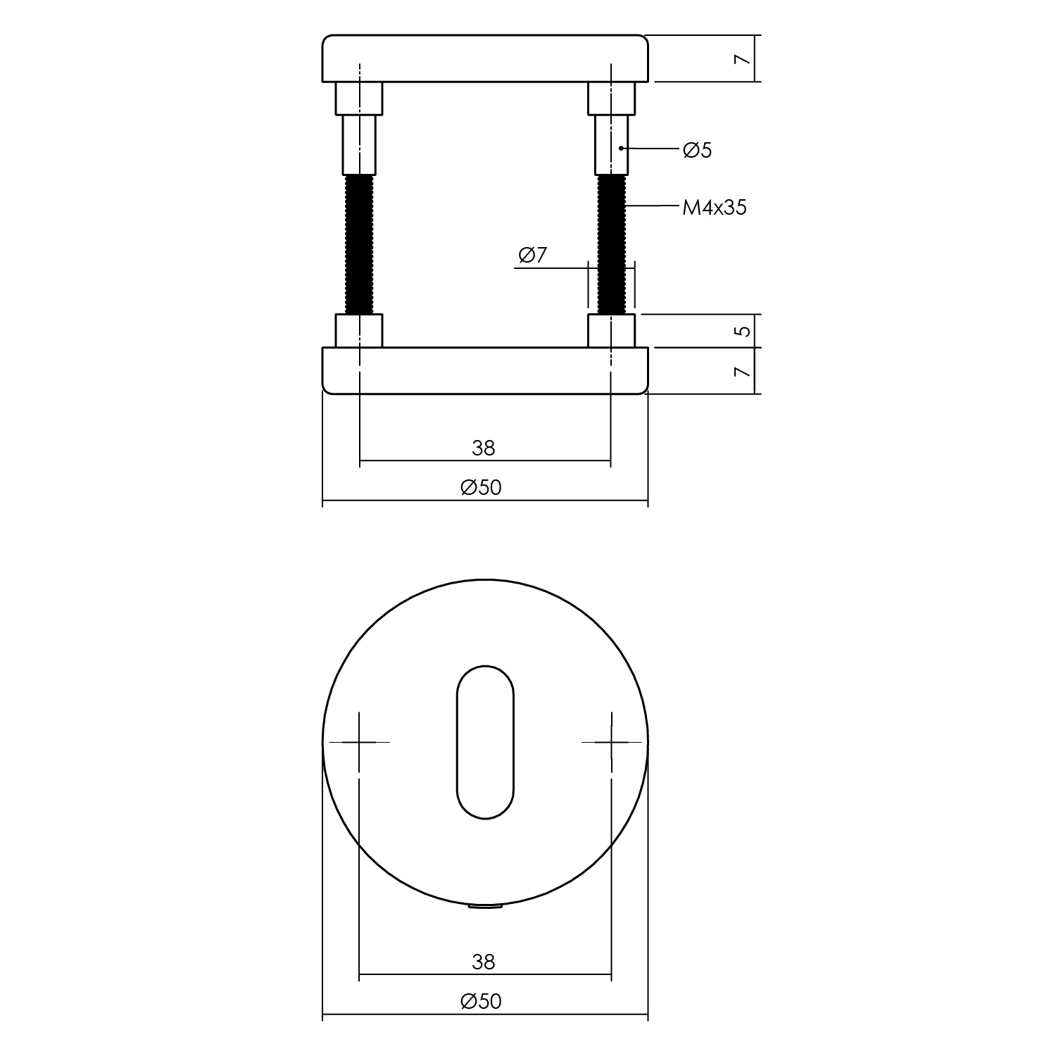 Sleutelplaatje messing mat PVD 50x7mm - Deurbeslag-en-meer.nl