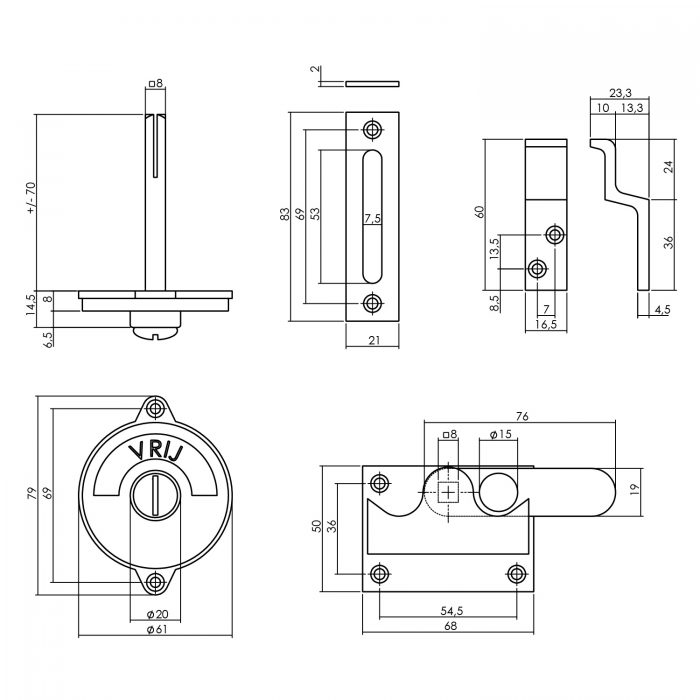 tek. WC-overslag vlak chroom -Intersteel 0016.370105 -Deurbeslag-en-meer.nl