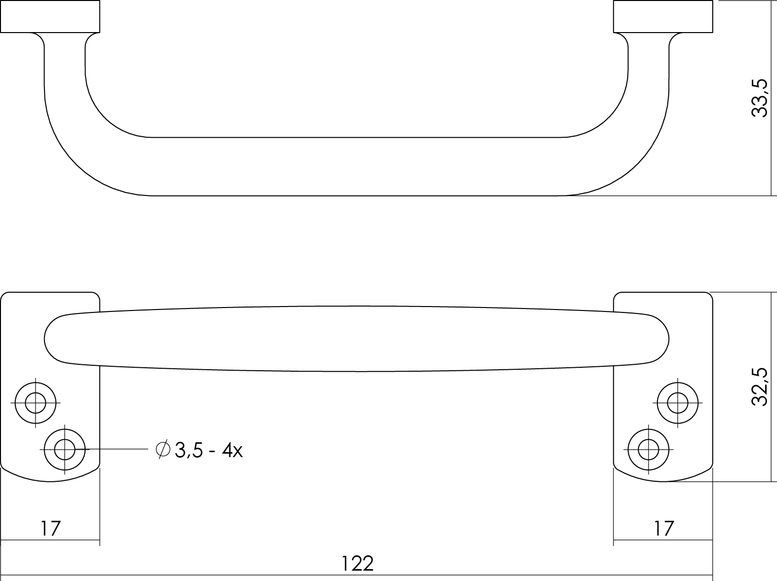 Hand-/raamgreep Haags model 122mm chroom mat-Deurbeslag-en-meer.nl