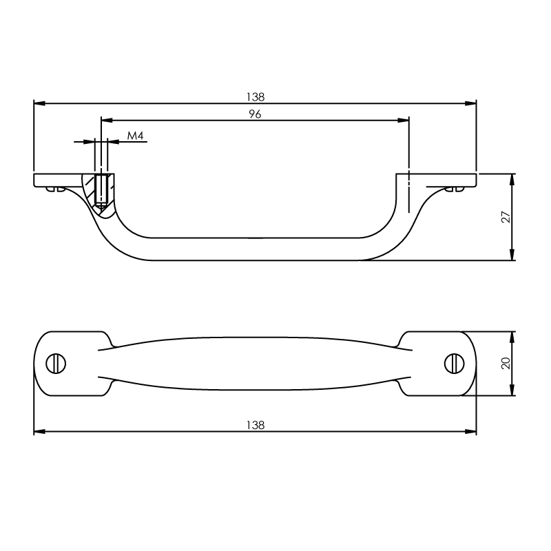 Handgreep 138mm chroom mat-Deurbeslag-en-meer.nl