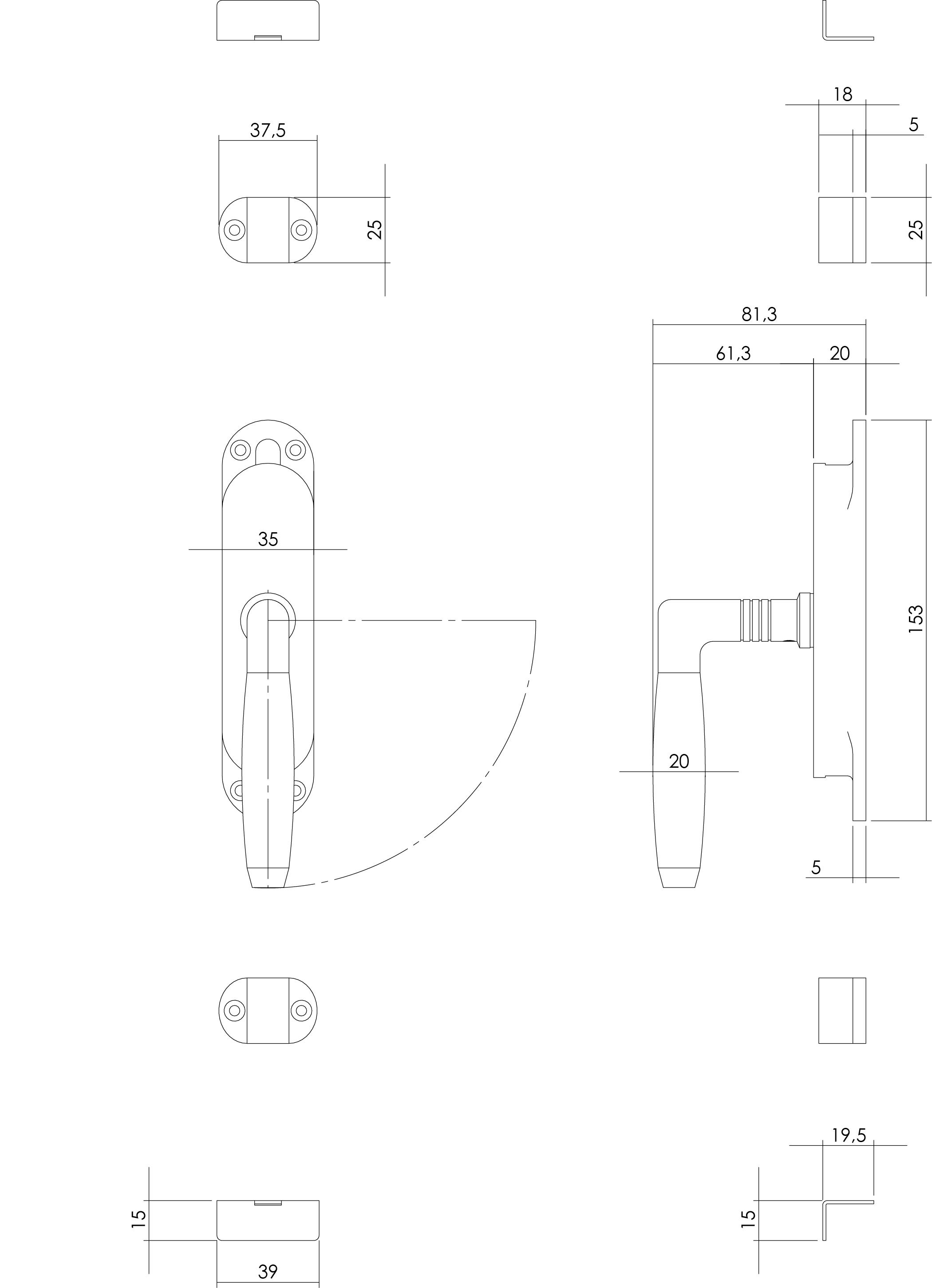 tek. Krukespagnolet Ton 400 rechts nikkel/ebbenhout - Intersteel 0018.562061a -Deurbeslag-en-meer.nl