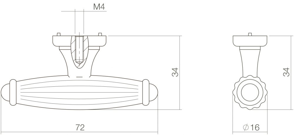 tek. Meubelknop gerild 72 mm oud grijs -Intersteel 0021.847970 -Deurbeslag-en-meer.nl