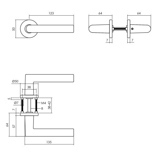 tek. Deurkruk haaks aluminium mat zwart -Intersteel 0023.005502 -Deurbeslag-en-meer.nl