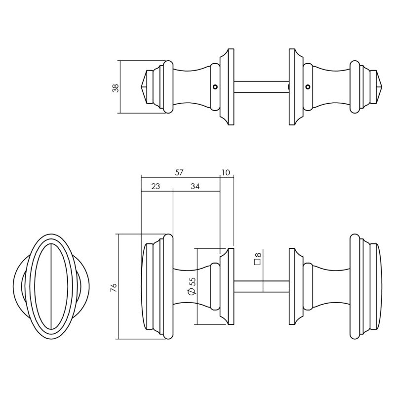 tek. Knopkruk mat zwart op rozet -Intersteel 0023.184602 -Deurbeslag-en-meer.nl