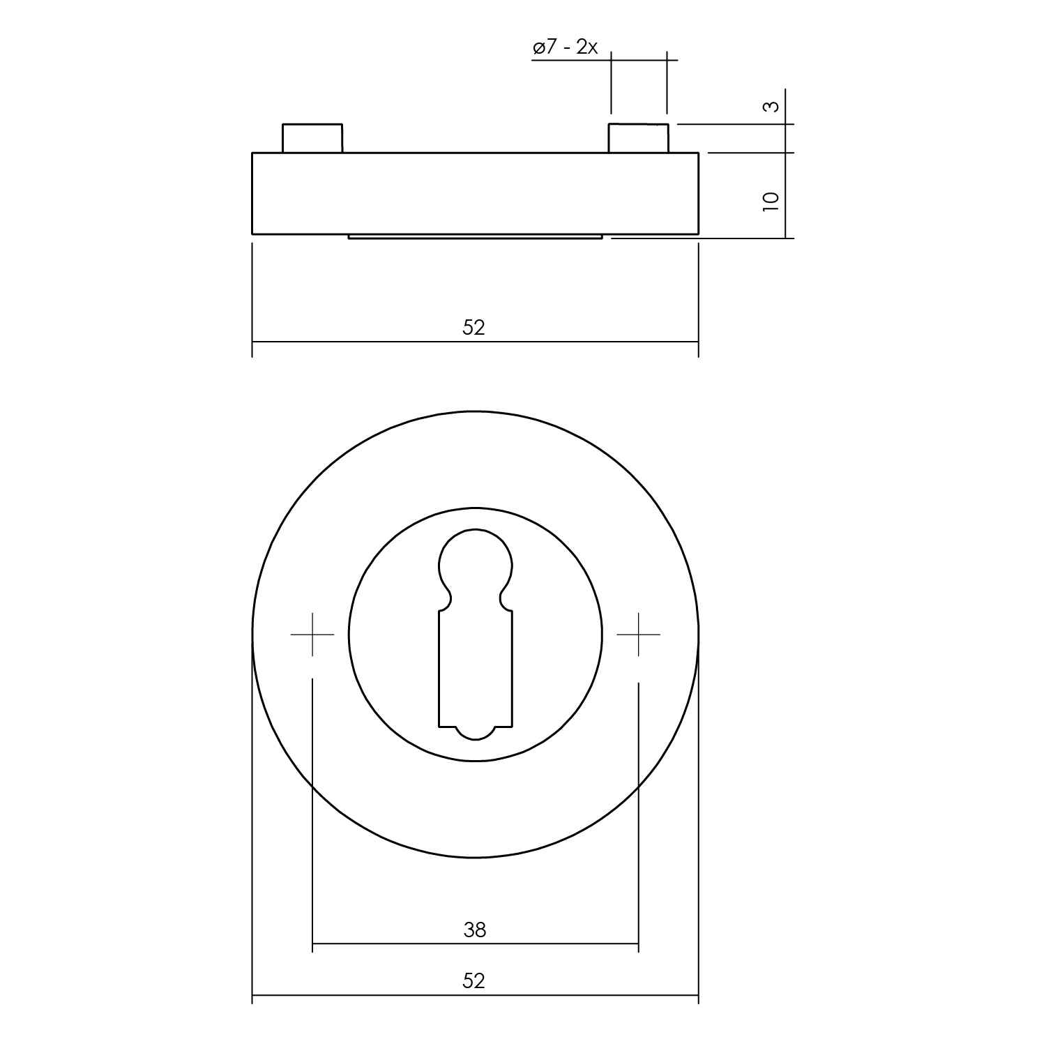 Sleutelrozet rond 52x10mm verdekt mat zwart-Deurbeslag-en-meer.nl