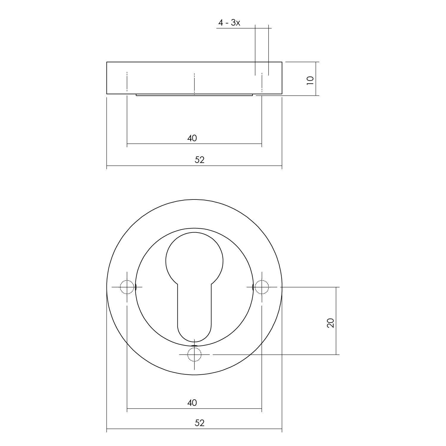 Cilinderrozet rond 52x10mm verdekt mat zwart-Deurbeslag-en-meer.nl