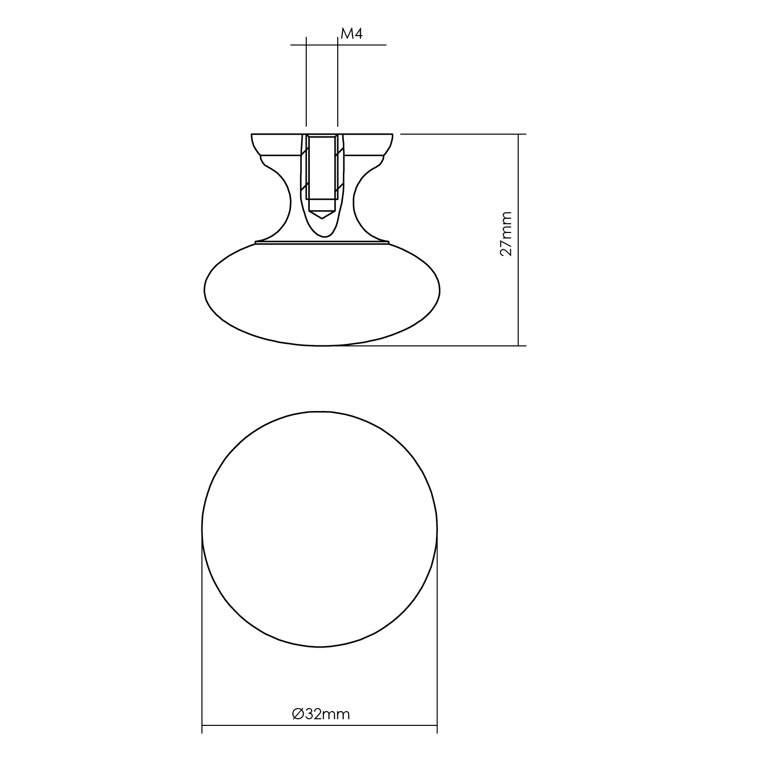 Meubelknop paddenstoel zwart 32mm 0023.847812 - Deurbeslag-en-meer.nl