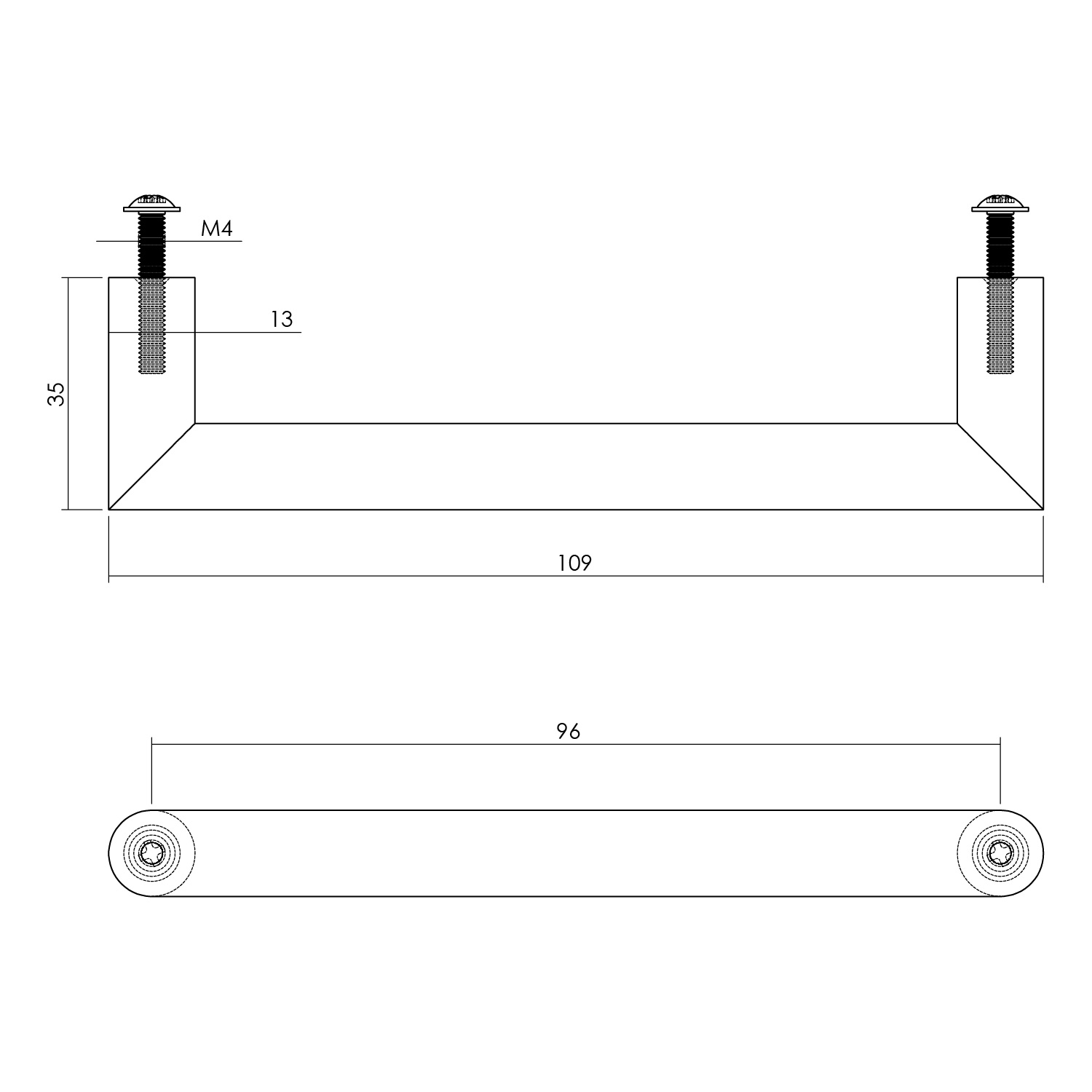 Meubelgreep hoek 90° mat zwart Ø13X109MM 0023.892651 - Deurbeslag-en-meer.nl