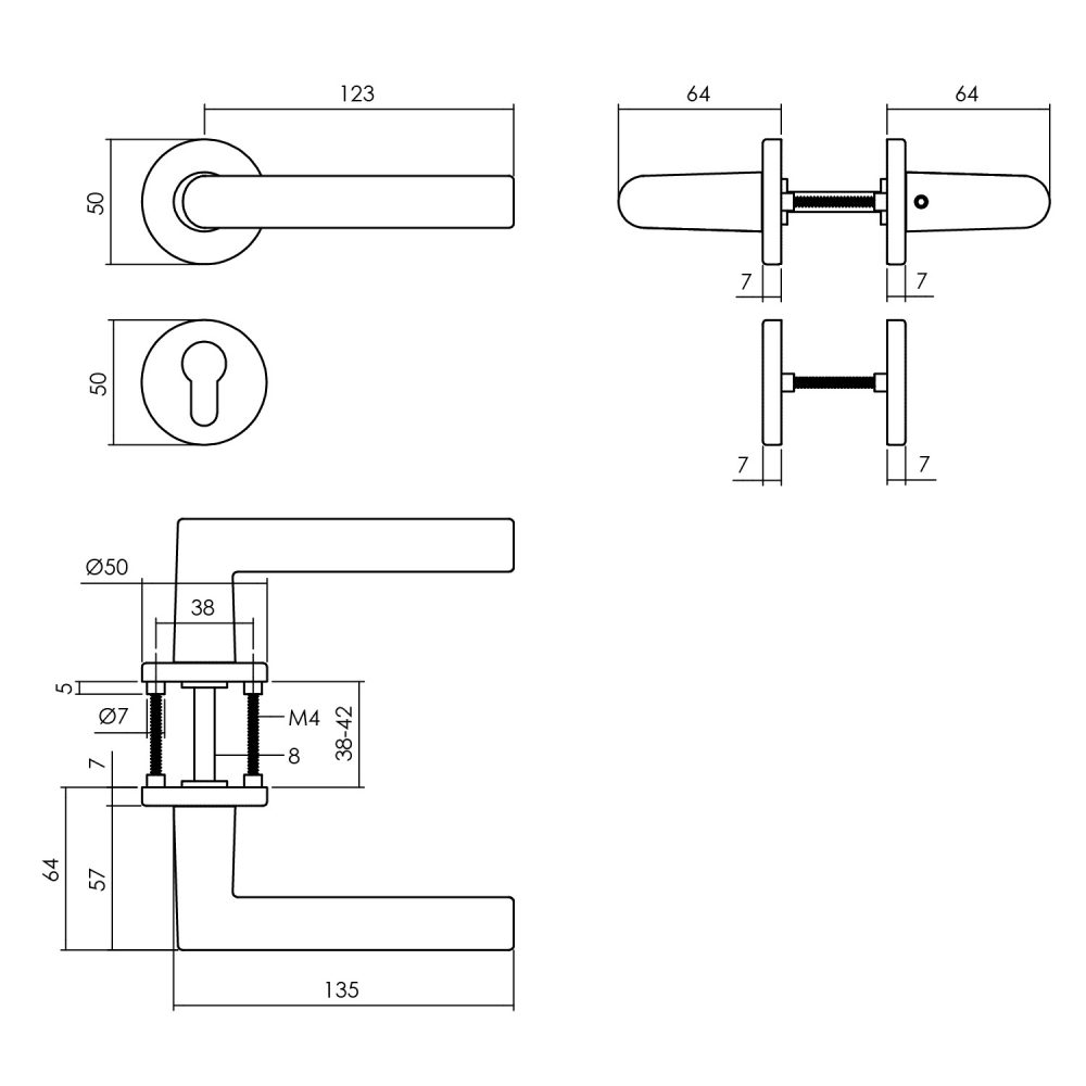 tek. Kruk Broome met cilinderrozet zwart -Intersteel 0023.005505 -Deurbeslag-en-meer.nl