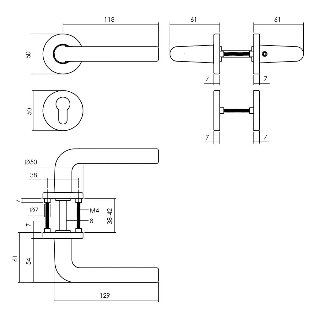 tek. Deurkruk Derby mat zwart met cilinderrozet -Intersteel 0023.007305 -Deurbeslag-en-meer.nl