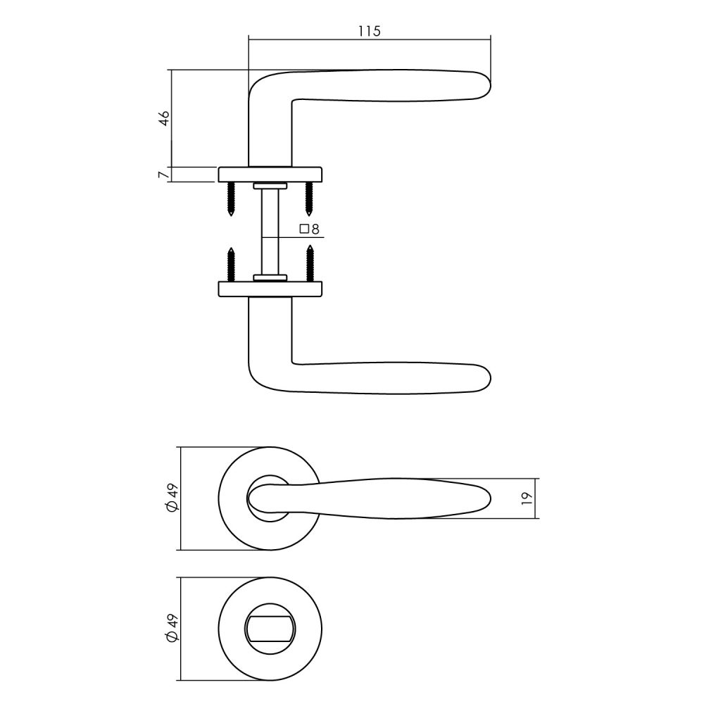 tek. Deurkruk Phobos mat zwart met toiletgarnituur -Intersteel 0023.020010 -Deurbeslag-en-meer.nl