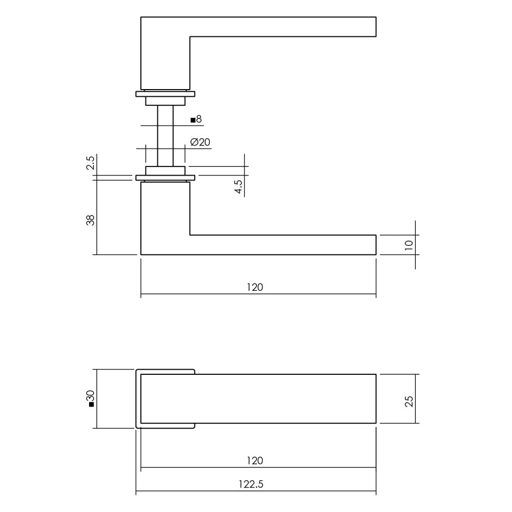 tek. Deurkruk Amsterdam zwart op minimalistische rozet -Intersteel 0023.092202 -Deurbeslag-en-meer.nl