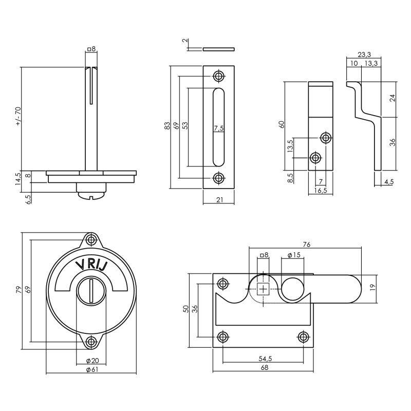 tek. WC-overslag vlak mat zwart -Intersteel 0023.370105 -Deurbeslag-en-meer.nl