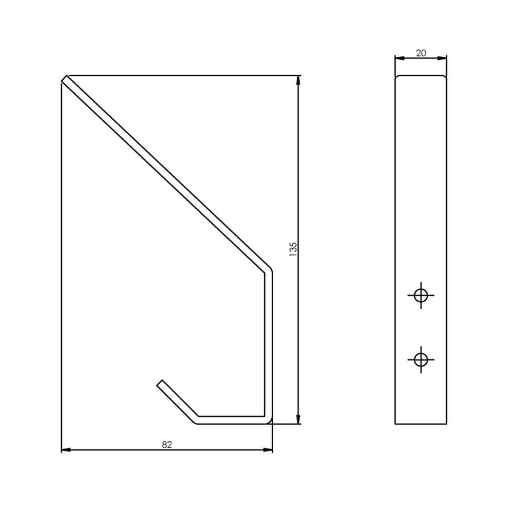 tek. Kapstokhaak zwart gebogen 135 mm -Intersteel 0023.695010 -Deurbeslag-en-meer.nl