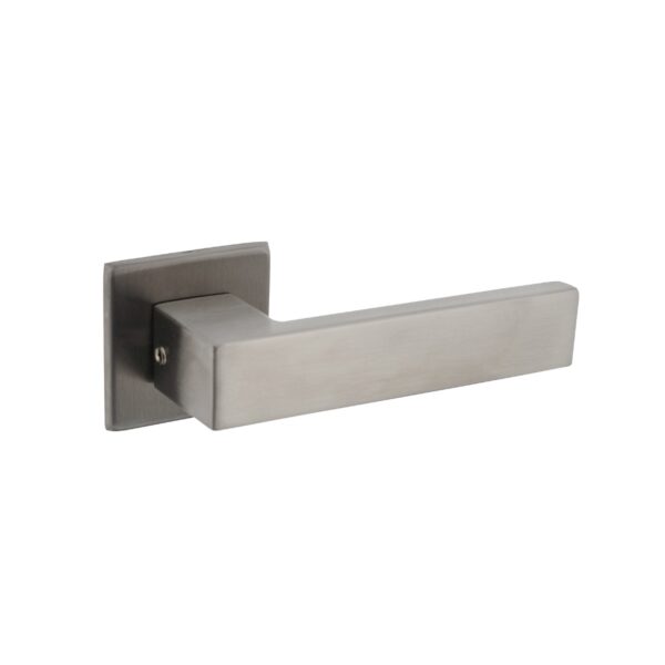 Deurkruk Amsterdam op vierkant rozet 50x50x5mm RVS - Intersteel 0035.092302 - Deurbeslag-en-meer.nl