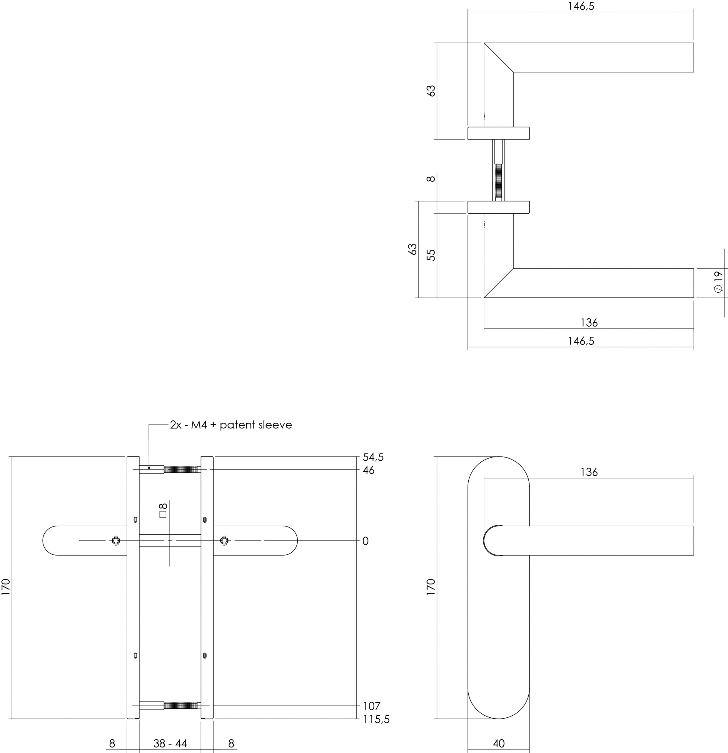 Kruk L-haaks op ovaal verdekt schild 170x40mm RVS blind - Deurbeslag-en-meer.nl