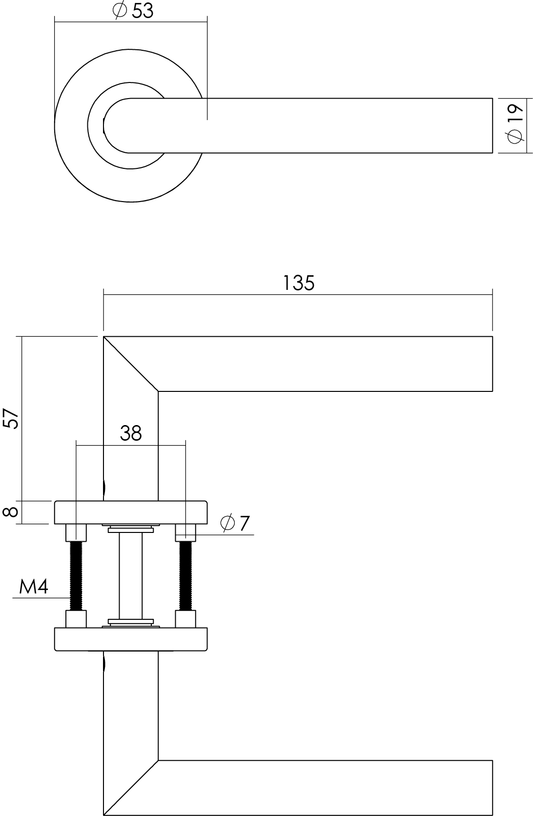 Tek. Deurkruk RVS haaks op rozet met nok Intersteel 0035.127202 - Deurbeslag-en-meer.nl