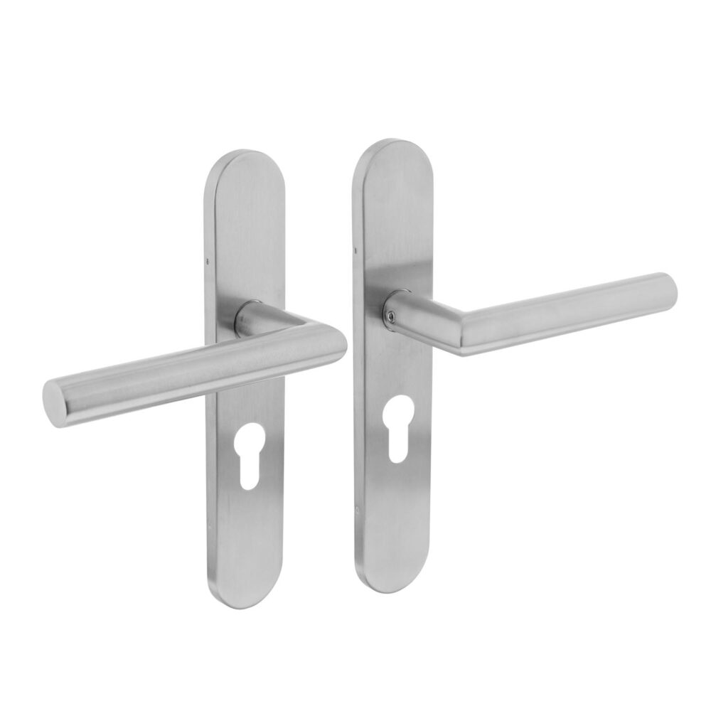 Deurkruk Jura op schild PC55 RVS geborsteld - Intersteel 0035.129729 - Deurbeslag-en-meer.nl