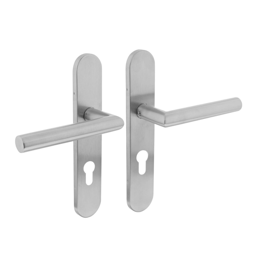 Deurkruk Jura op schild PC72 RVS geborsteld - Intersteel 0035.129736 - Deurbeslag-en-meer.nl