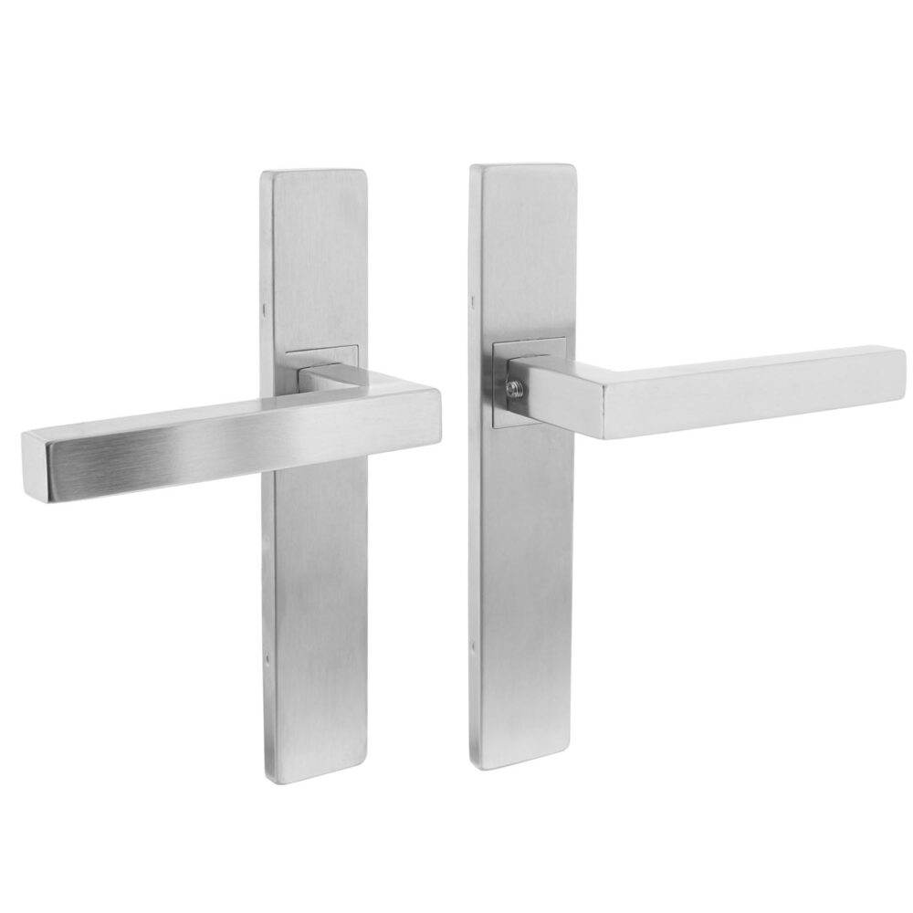 Deurkruk Vierkant RVS op schild 219x40mm blind - Intersteel 0035.133711 - Deurbeslag-en-meer.nl