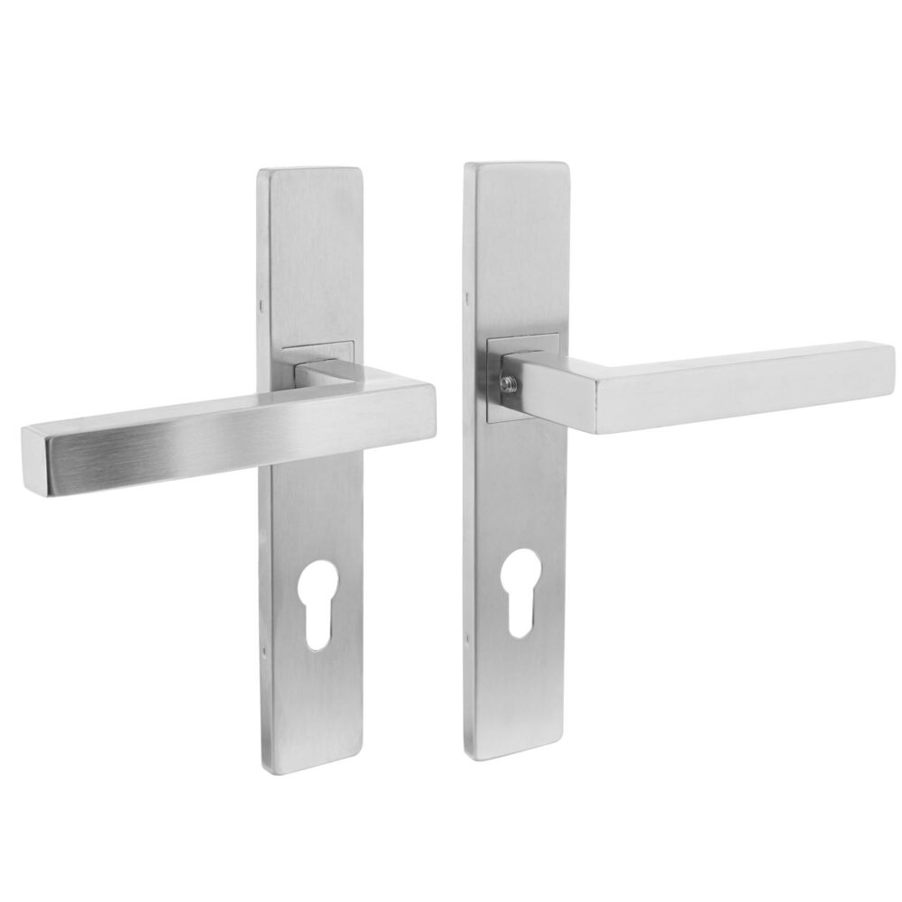 Deurkruk Vierkant RVS op schild PC72 - Intersteel 0035.133736 - Deurbeslag-en-meer.nl