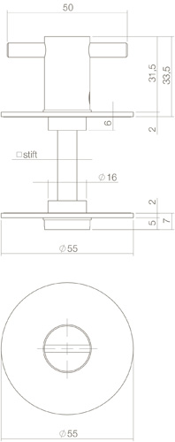 Tek. Toiletgarnituur rond RVS zelfklevend 8mm 0035.340360 - Deurbeslag-en-meer.nl