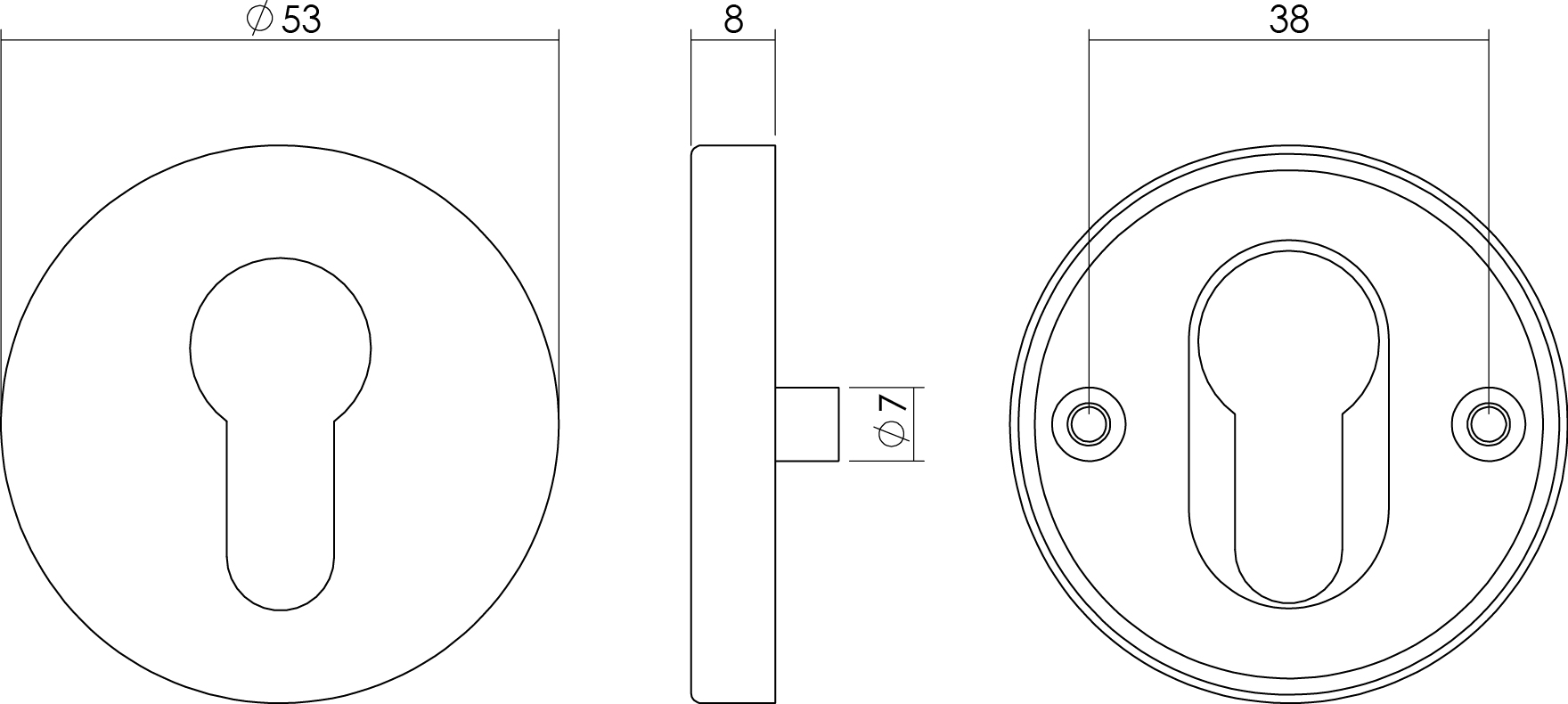 Cilinderrozet rond 53x8mm verdekt rvs geborsteld-Deurbeslag-en-meer.nl