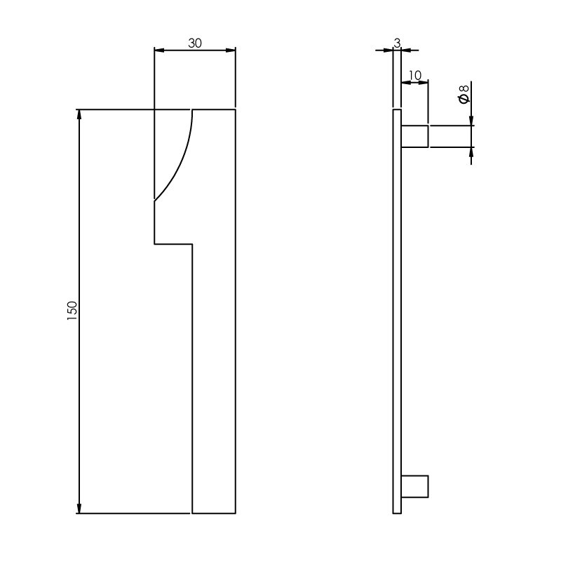 Huisnummer 1 smal rvs geborsteld 150x3mm-Deurbeslag-en-meer.nl