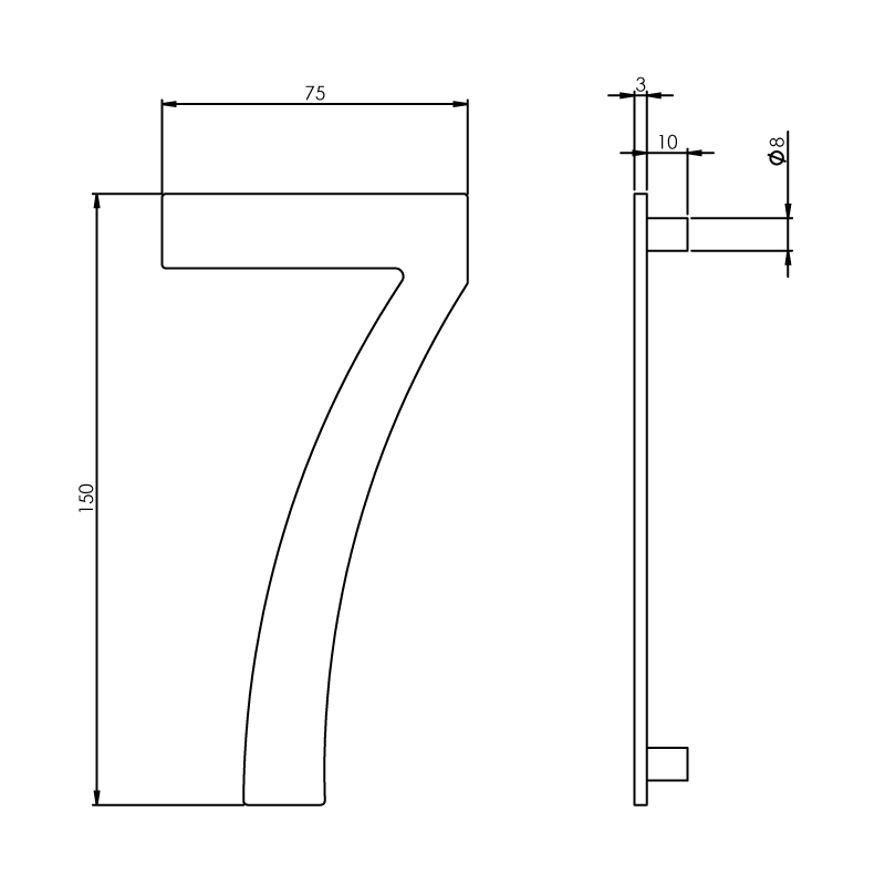 Huisnummer 7 smal rvs geborsteld 150x3mm-Deurbeslag-en-meer.nl