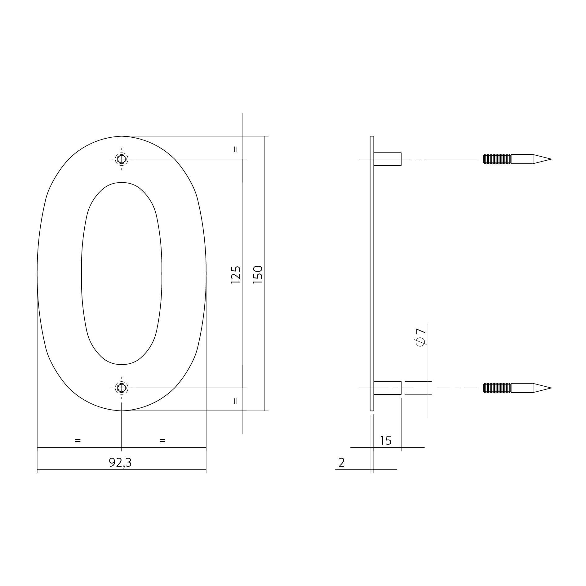 Huisnummer 0 rvs geborsteld 150x2mm-Deurbeslag-en-meer.nl