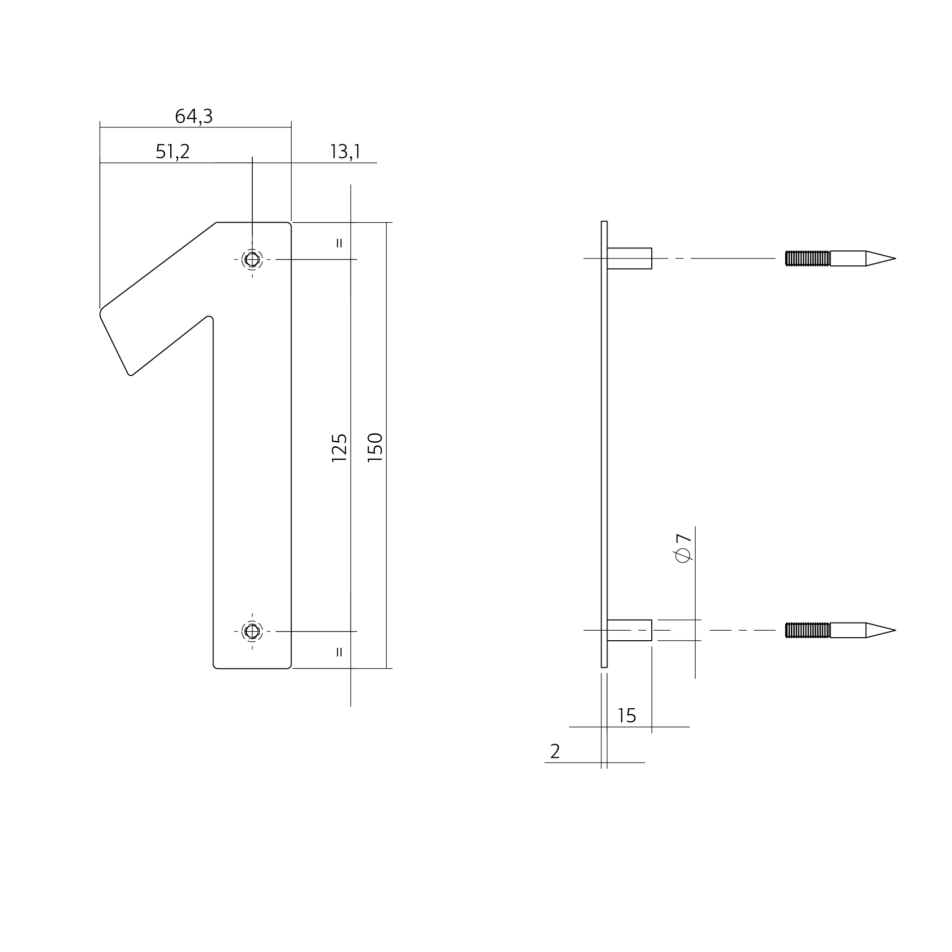 Huisnummer 1 rvs geborsteld 150x2mm-Deurbeslag-en-meer.nl