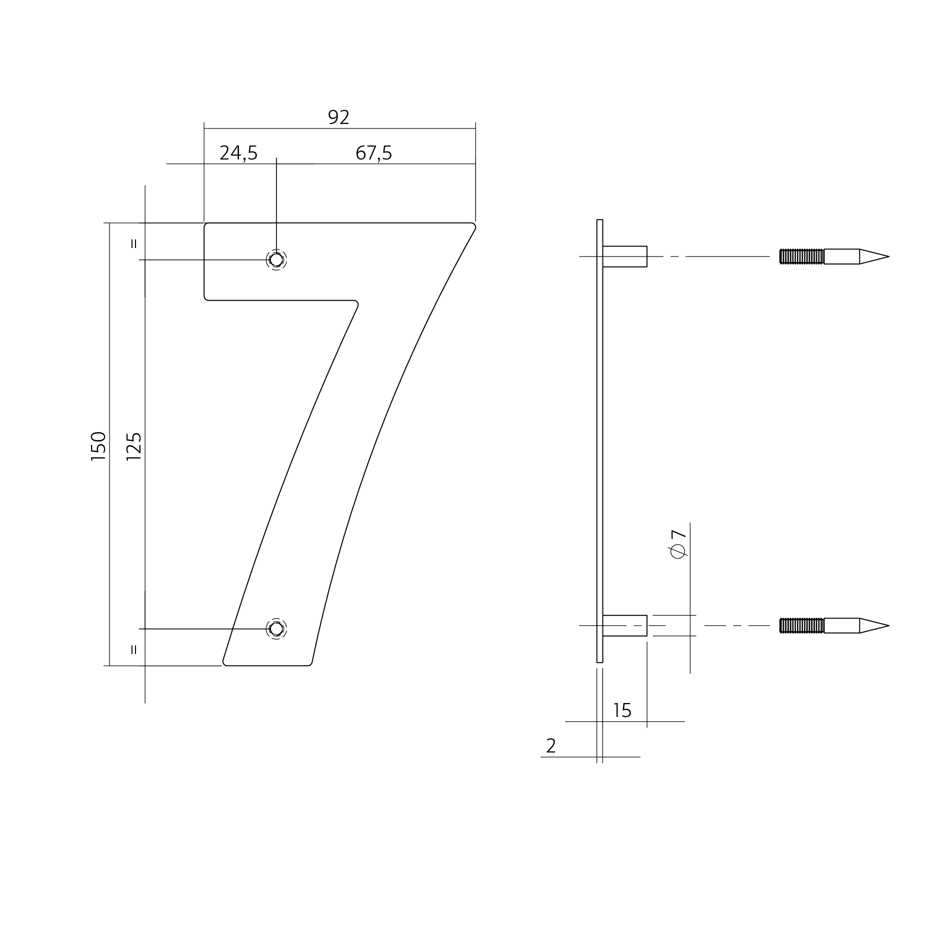 Huisnummer 7 rvs geborsteld 150x2mm-Deurbeslag-en-meer.nl