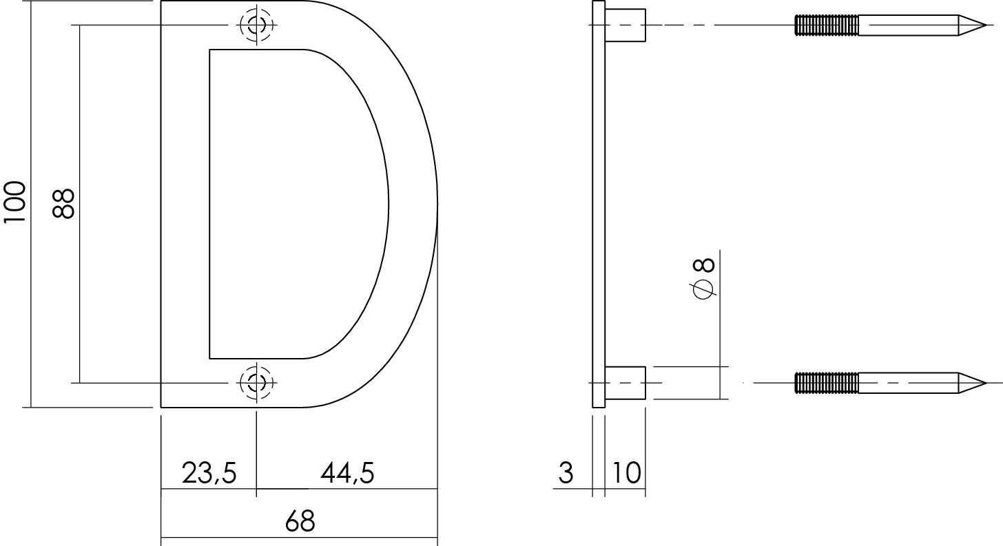 Huisletter D rvs geborsteld 100x3mm-Deurbeslag-en-meer.nl