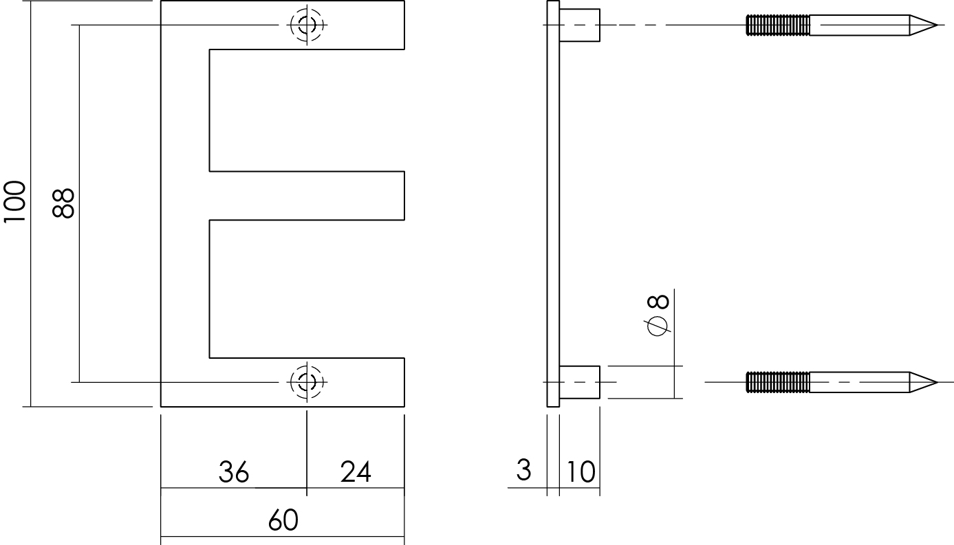 Huisletter E rvs geborsteld 100x3mm-Deurbeslag-en-meer.nl