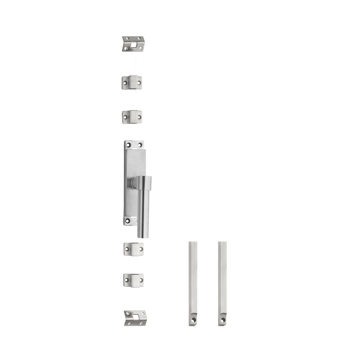 Krukespagnolet rechts L-recht met stangenset 2x 1245 mm RVS geborsteld -Intersteel 0035.562047A -Deurbeslag-en-meer.nl