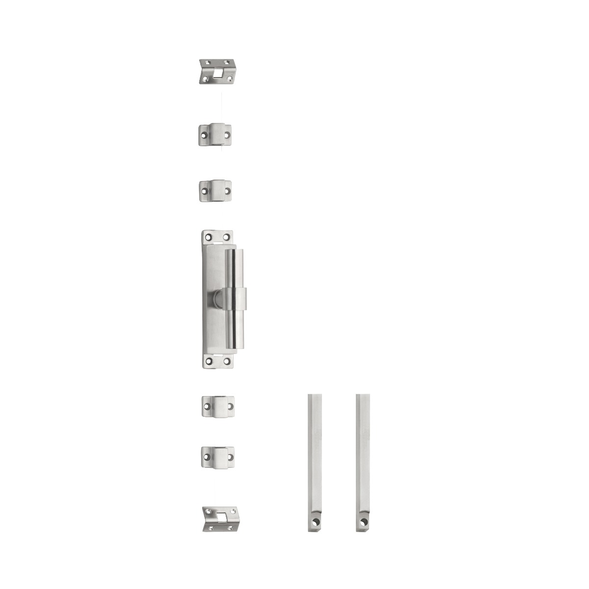 Krukespagnolet rechts T-recht met stangenset RVS geborsteld -Intersteel 0035.562048a -Deurbeslag-en-meer.nl