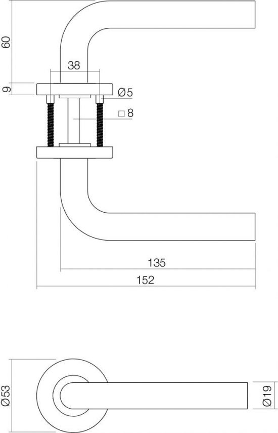 tek.2 Deurbeslagset RVS kruk met wit loopslot -Intersteel 0035.210000 -Deurbeslag-en-meer.nl