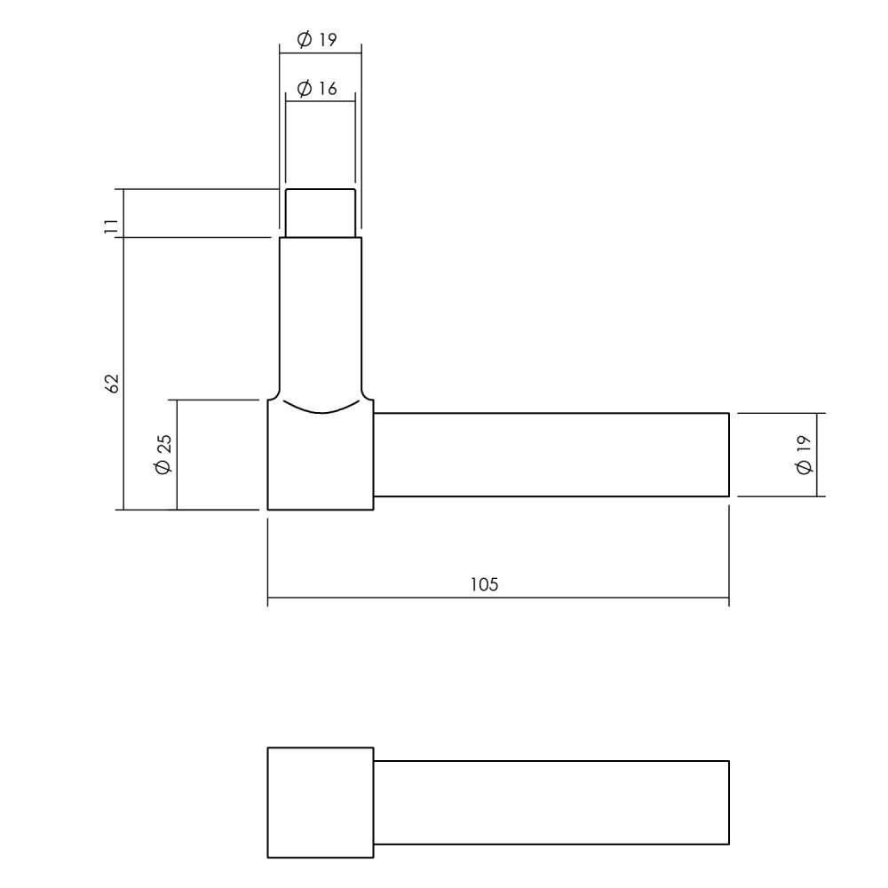 tek.2 Krukespagnolet rechts L-recht met stangenset 2x 1245 mm RVS geborsteld -Intersteel 0035.562047A -Deurbeslag-en-meer.nl